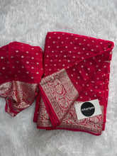 Gajri Pink  Pure Viscose Gerogette Silk Saree
